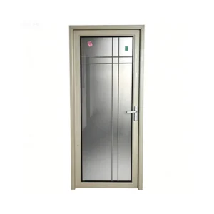 Factory Aluminum Alloy Bathroom Swing Door with Tempered Privacy Glass for Projects