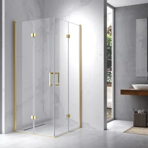 Factory Bathroom Tempered Glass Gold Sliding Shower Door Partition