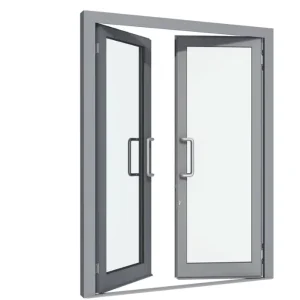 Factory Contemporary Double-Swing 2-Panel Aluminum Alloy Glass Door