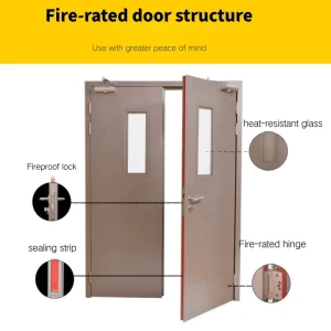 Factory Custom Grade A Steel Fire Door 90-Minute Fire-Insulated Swing Door for Commercial Buildings