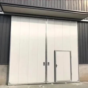 Factory Custom Heavy-Duty Thick Galvanized Steel Industrial Side-Opening Door with PU Thermal Insulation and Windproof Design