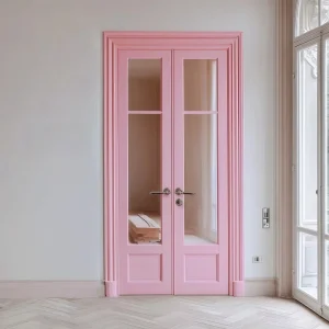 Factory Custom-Made Rainbow Color Wood Baked Lacquer French Arched Indoor Bedroom Door, Cream Style