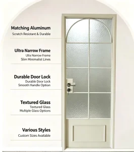 Factory Custom Minimalist Narrow Frame Interior Glass Swing Door Invisible Hinge Water Resistant Toilet Kitchen Room Partition