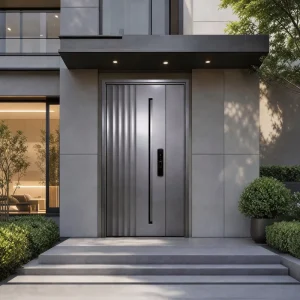 Factory Custom Modern 304 Stainless Steel Entrance Door Villa Main Security Entry Door With Side Panel