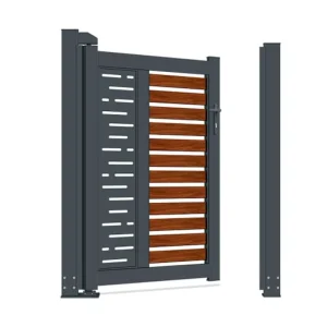 Factory Custom Modern Aluminum Walk Gate with Powder-Coated Anti-Corrosion Finish, Single Swing, for Villa Fence System
