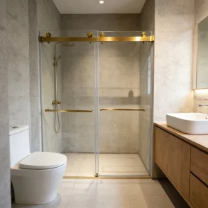 Factory Custom Modern Frameless Double Sliding Tempered Glass Shower Door Bathroom Shower Enclosure Shower Cubicle
