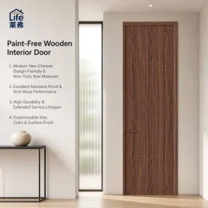 Factory Custom Neo-Chinese Paint-Free Wooden Interior Door, Soundproof and Moisture-Proof