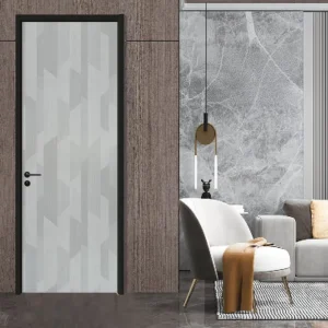 Factory-Custom Paint-Free WPC Interior Door Waterproof Moisture-Resistant Modern Solid Bedroom Apartment Door