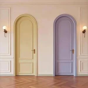 Factory Custom Rainbow Color Wood Door, Baked Lacquer, French Arched, Indoor Bedroom