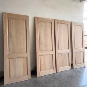 Factory Custom Red Oak Solid Wood Interior Bedroom Door with Lacquer Finish, Traditional Design