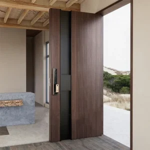 Factory Custom Solid Wood Door Villa Single Open Off-center Rural Self-built House Entrance Anti-explosion Anti-theft Postmodern