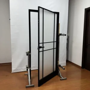 Factory Custom Ultra Narrow Aluminum French Doors Soundproof Double Glazed Glass Exterior Swing Doors