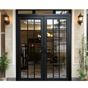Factory Customized Front Entry Aluminum French Door with Glass, Exterior Patio Casement Door