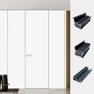 Factory Customized Self-Closing Hidden Aluminum Frame Interior Door 18mm Wood Panel Soundproof