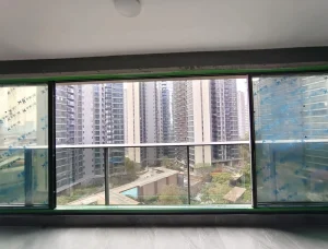 Factory Direct Aluminum Alloy Villa Exterior Balcony Panoramic Sliding Window Integrated Glass Railing Windproof