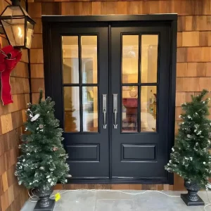 Factory Direct Aluminum Casement Swing-Style Double-Glass Entry Door with Heat Insulation