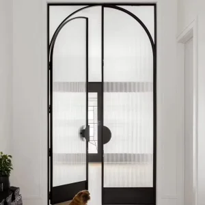 Factory Direct Black French Swing Door, Narrow Slim Frame, Glass, Sound Insulation, for Interior Corridors and Partitions