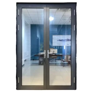 Factory Direct Broken Bridge Aluminum System Double-Glazed Windproof Glass Door for Dining Areas