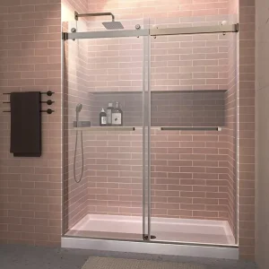 Factory Direct Custom Bypass Frameless Shower Cabin Double Sliding Glass Bathroom Shower Door