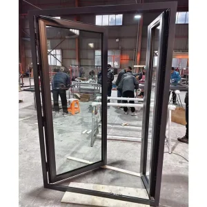 Factory Direct Double-Leaf Swing Aluminum Door with Thermal Break, Sound Insulation, and Double Glass for Construction