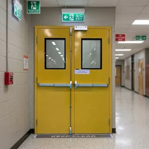 Factory Direct Fire Door Supplier Galvanized Steel Emergency Exit Fire Resistant Fireproof Door with Push Bar