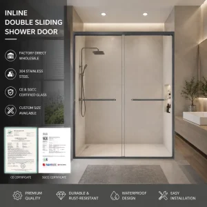 Factory Direct Framed Single-Line Double Sliding Shower Door Modern Tempered Glass Bathroom Panel Custom Sizes