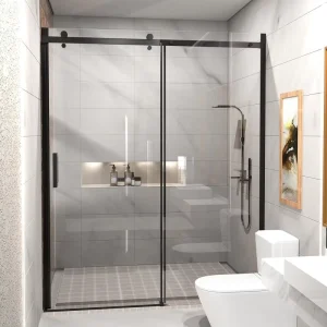 Factory Direct Frameless Glass Shower Sliding Door Kit, Single Slide, Adjustable Rollers, Soft Close
