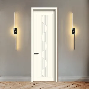 Factory Direct Minimalist Solid Wood Composite Lacquered Soundproof Swing Door for Bedroom and Hotel Entry