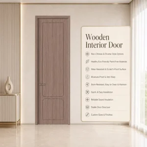 Factory Direct Modern Design Interior Door with Sound Insulation Side Opening Wooden Door Eco-Friendly Interior Room Door