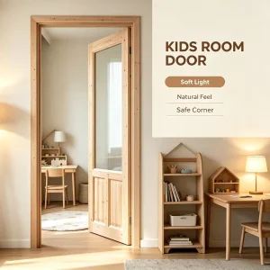 Factory Direct Solid Fir Glass Interior Timber Door for Hotel Projects