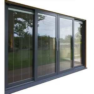 Factory Direct Supply Interior Double Layered Tempered Glass Automatic Aluminum Sliding Glass Door Windproof for Houses