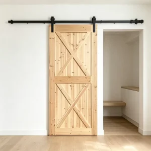 Factory Direct Supply Solid Fir Full Solid Wood Barn Door Bulk Sliding Timber Door for Projects