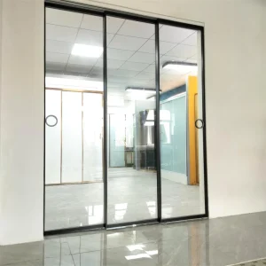 Factory Direct Ultra Narrow Triple Action Sliding Door Frame with Floor Rail Suspended Rail for Kitchen Balcony