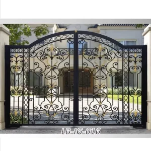 Factory Direct Wrought Iron Double Door Modern Swing Gate Anti-theft Manual Control Courtyard