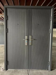 Factory Double Front Entry Security Doors with Stainless Steel Polymer Construction for Villas and Farmhouses