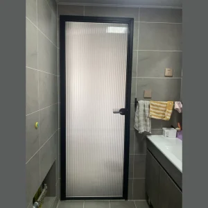 Factory Double Glass Swing Casement Door with Tempered Aluminum Slim Frame for Exterior, Bedroom, House, Villa, Bathroom