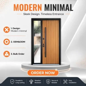 Factory Galvanized Steel Windproof Anti-Pry Security Door for Commercial Office Buildings