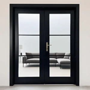 Factory-Made Aluminum French Swing Patio Door with Grill Design and German Hardware, Inswing