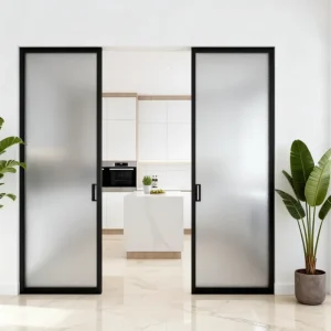 Factory Modern Aluminum Alloy Slim Narrow Frame Low E Glass Trackless Sliding Door Stack Sliding Door porte coulissante
