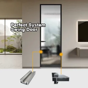 Factory Modern Toilet Door Swing Single Door Interior Bathroom Door Glass Aluminum Interior