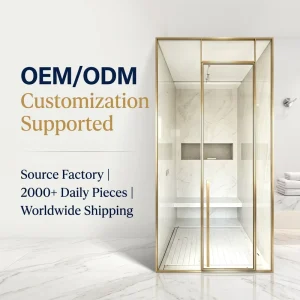 Factory OEM Custom Gold Frame Sliding Shower Enclosure Straight Glass Shower Screen for Hotel Villa Home Projects Direct