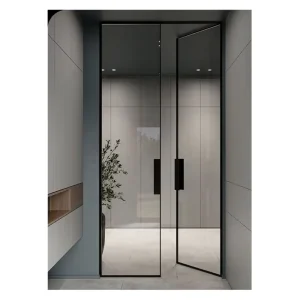 Factory Price Bathroom Door Modern Design Swing Transparent Tempered Glass Indoor Full Glass Swing Door