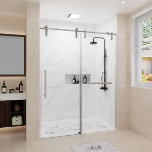 Factory Shower Door 56-60″ W X 76″ H Frameless Sliding With 5/16″ (8mm) Tempered Glass