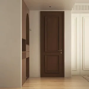 Factory Solid Core MDF Interior Door Custom Veneer MDF Room Door for Villa Apartment Construction Building Material