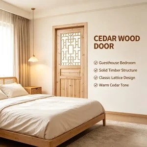 Factory Solid Fir Wood Lattice Interior Door Natural Raw Timber