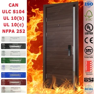Factory Supply Apartment Entry Wood Door, 45-Minute Fireproof and 20-Minute Fire-Resistant Options