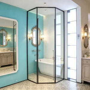 Factory Supply BJ-031 Stainless Steel Diamond Shower Room Sliding Pivot Door for Hotel Projects