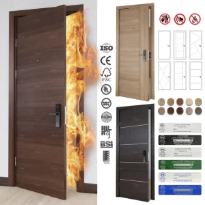 Factory Supply Custom Wood Fire-Rated Hotel Door, UL and BS EN AS Listed