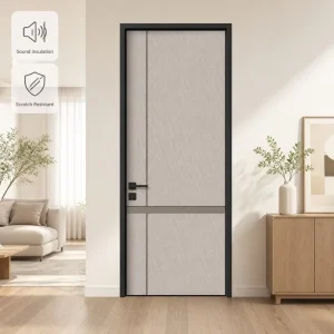Factory Supply Water Resistant Aluminum Frame Wood Door with Melamine Faced Board and Melamine MDF for Project and Hotel Use