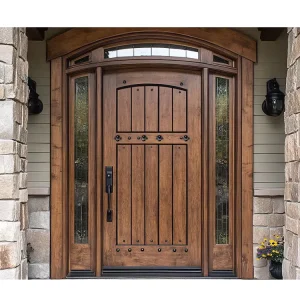 Factory Waterproof Reasonable Price Custom French Style Arched Glass Wooden Entrance Door